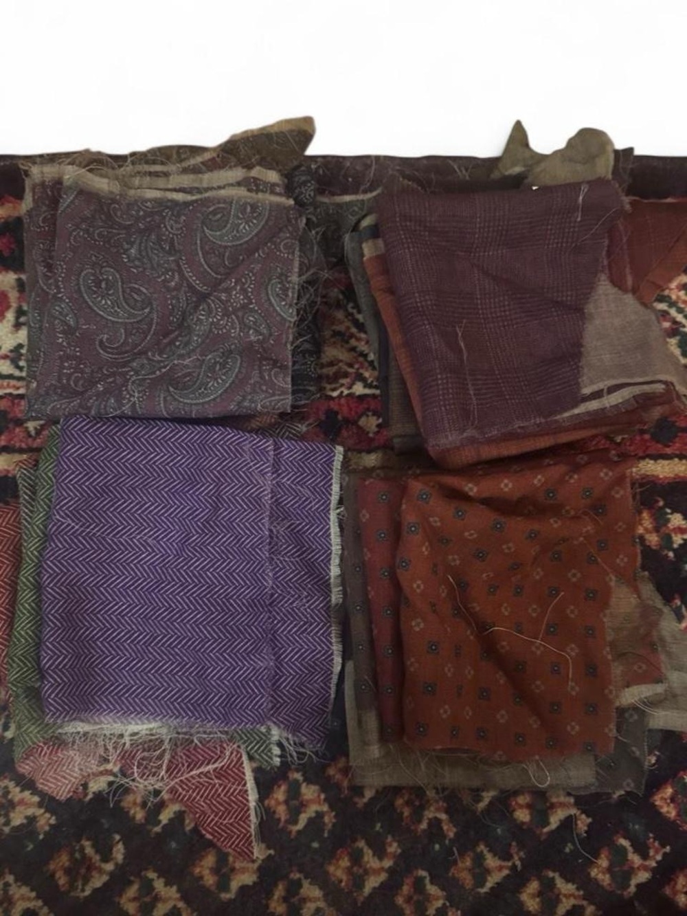 28pc bundle lot multicolor wool silk blend fabric remnants diy sewing